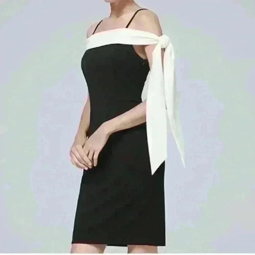 Asymmetrical off the shoulder/ with strap sheath dress , size 2 - Picture 6 of 7